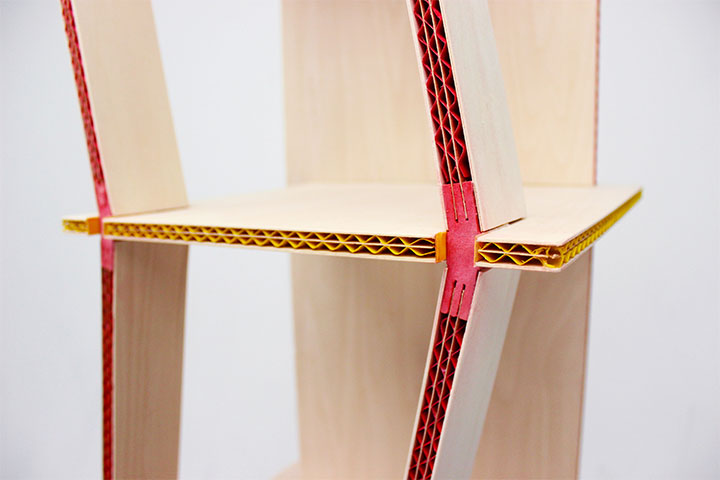 波形単板コアパネル材を用いたノックダウン式収納家具のデザイン
